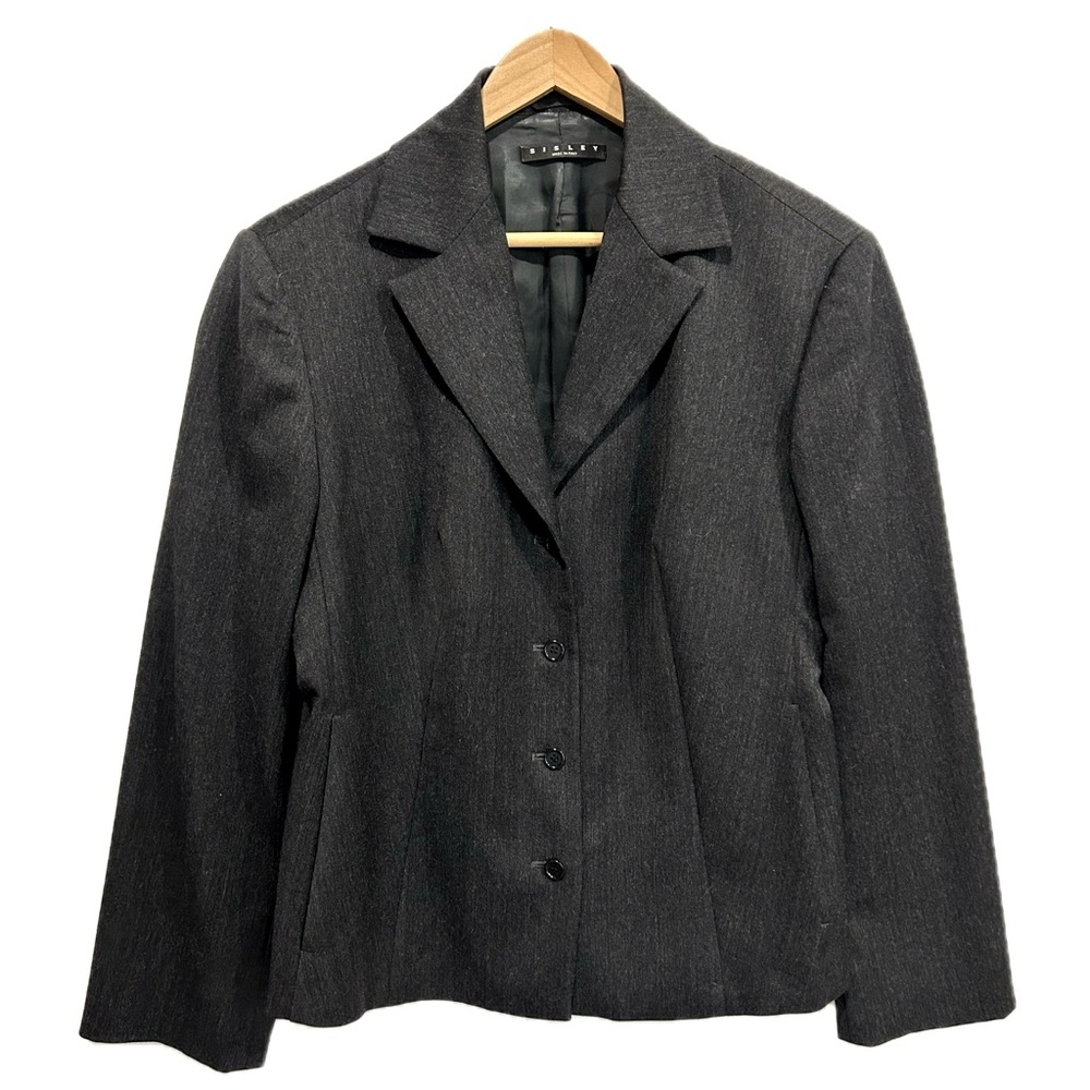 Sisley Made in Italy Wool Stretch Blazer Womens Size 8 Single Breasted 4 Button - Picture 12 of 13